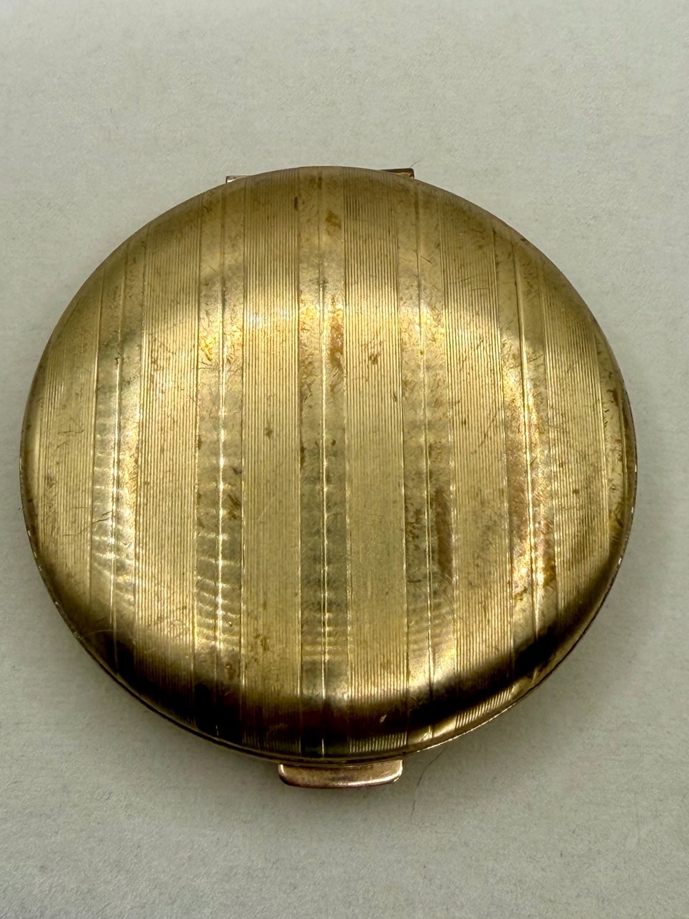 Vintage Merle Norman Gold Striped Powder Compact with Mirror
